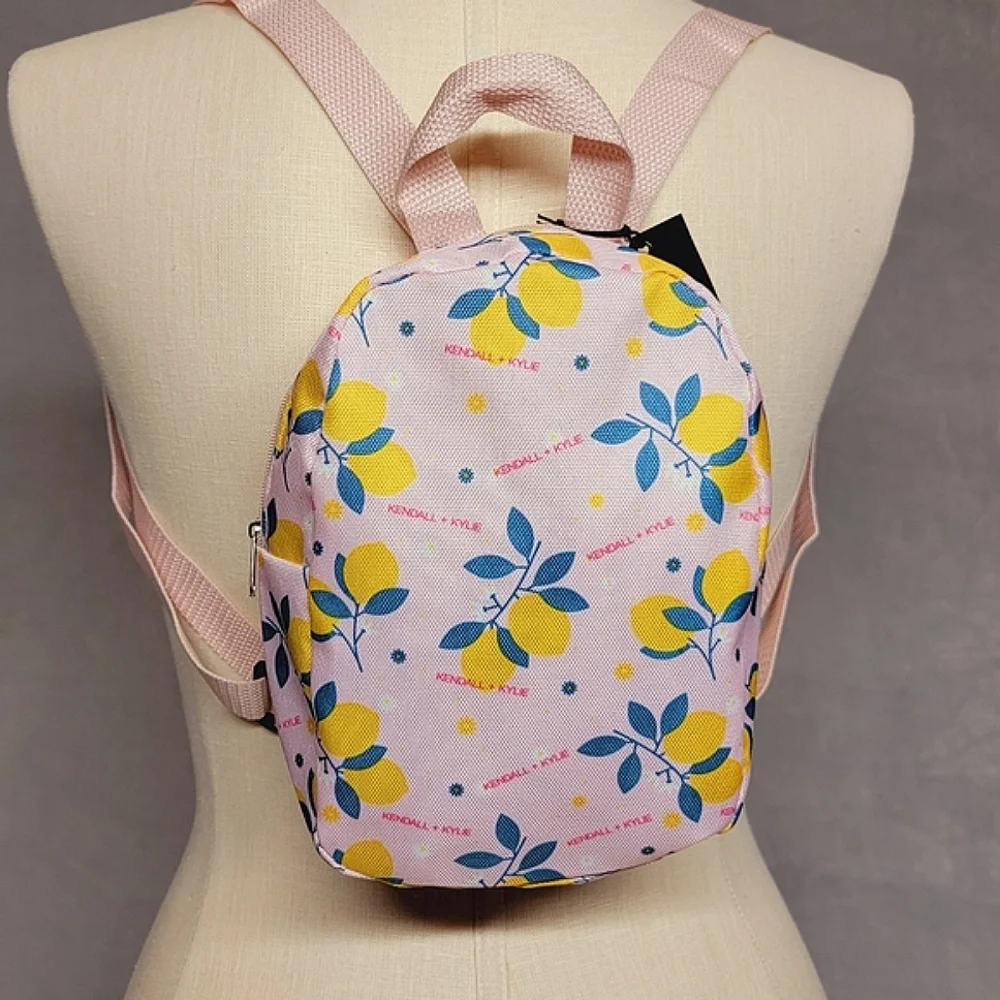 Kendall + Kylie Mini Canvas Backpack  Pink Lemon and Daisy Flowers
